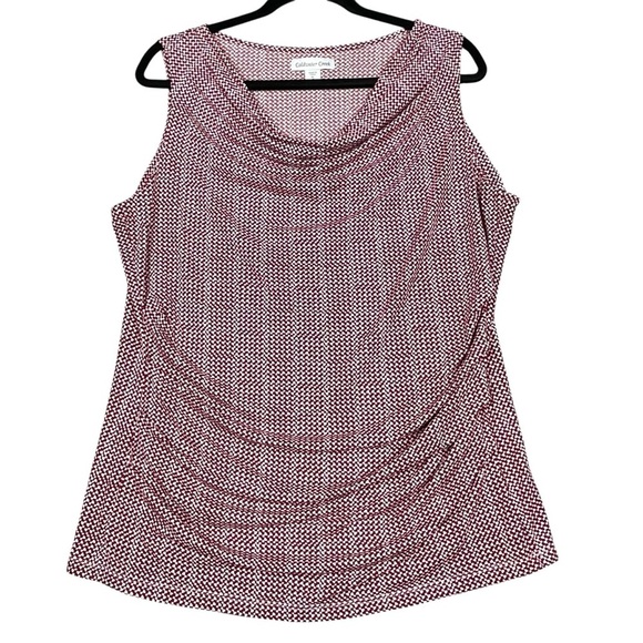 Coldwater Creek Tops - Coldwater Creek Red White Houndstooth Print Sleeveless Stylish Top - Sz XL/16